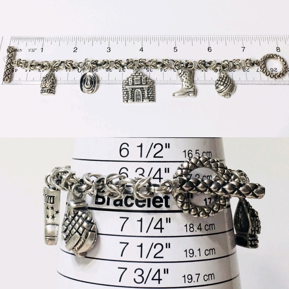 Dian Malouf Sterling Silver Chain Charm Bracelet - Picture 7 of 8
